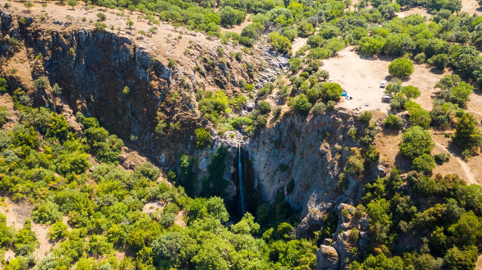 A cinematic aerial view
